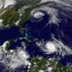 Hurricane Maria (lower) and Hurricane Jose (above). (NASA/NOAA GOES Project)